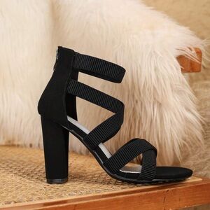 SHEIN Black Multi-Strap Block Heel Sandals